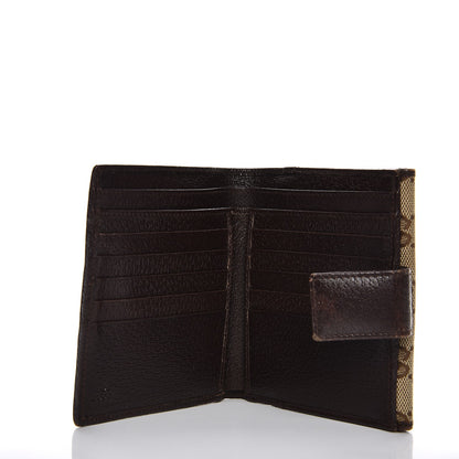 Gucci Monogram Metal Bar French Flap Wallet Beige Ebony Cocoa 5 of 12