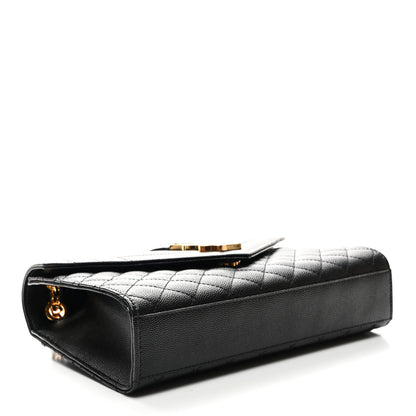 Saint Laurent Grain De Poudre Textured Mixed Matelasse Triquilt Medium Monogram Satchel Black 4 of 9
