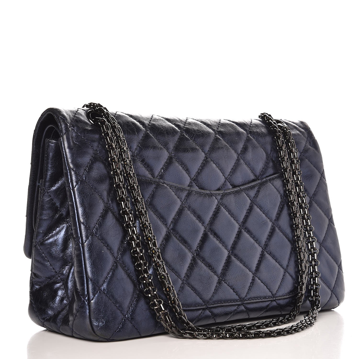 Chanel Metallic Aged Calfskin 2.55 Reissue Flap 227 Blue 3 of 14
