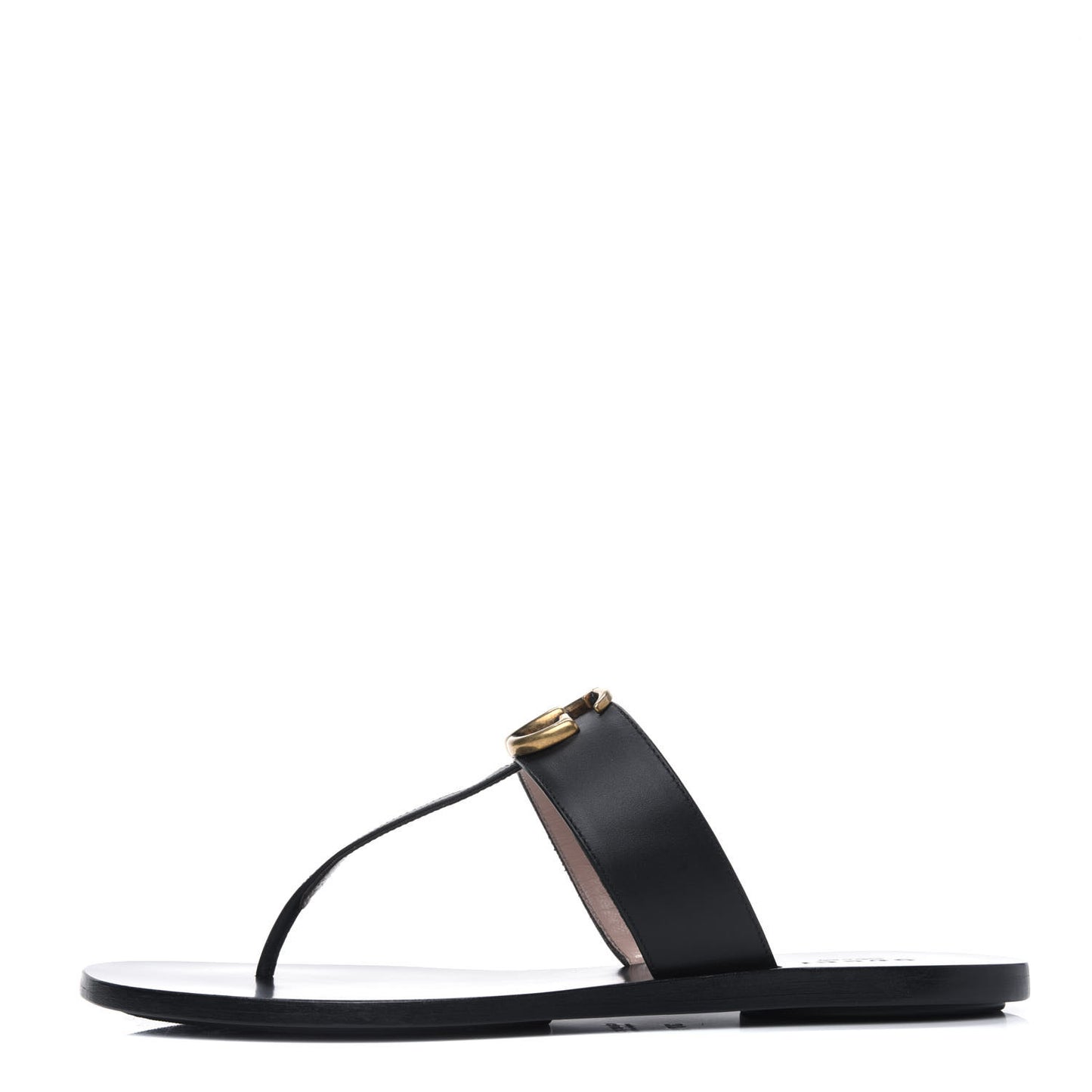 Calfskin GG Marmont Thong Sandals 37.5 Black