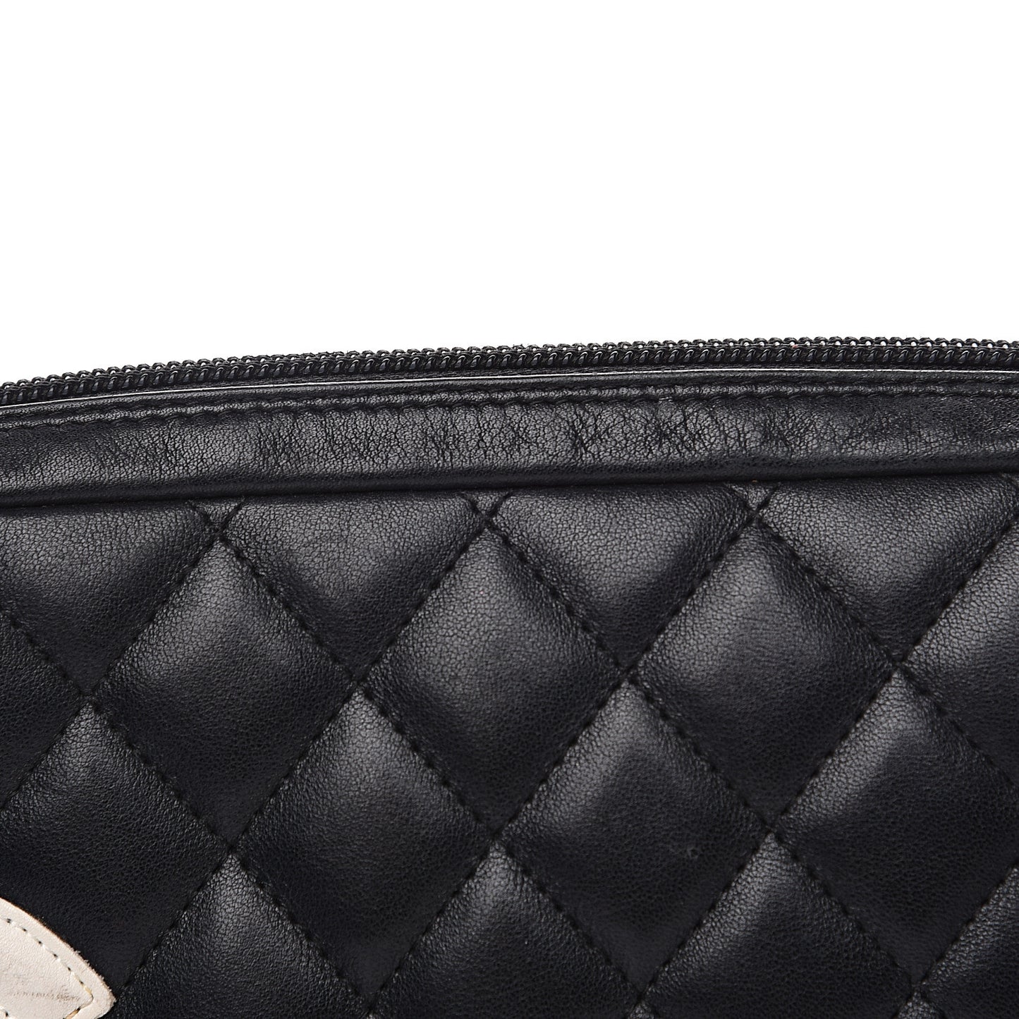 Calfskin Quilted Cambon Pochette Black White