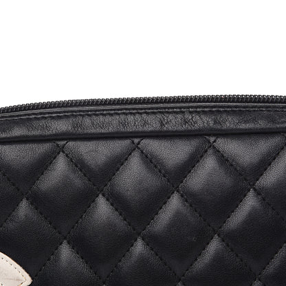 Chanel Calfskin Quilted Cambon Pochette Black White 11 of 13