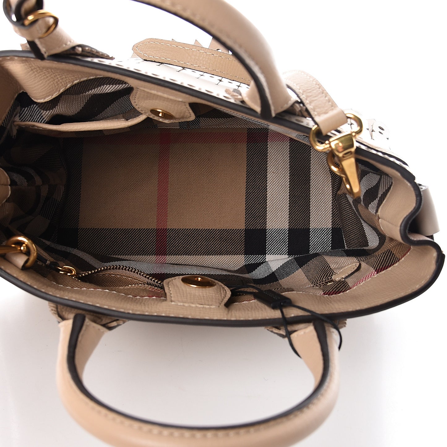 Calfskin Broguing Small Banner Tote Chino Multicolor