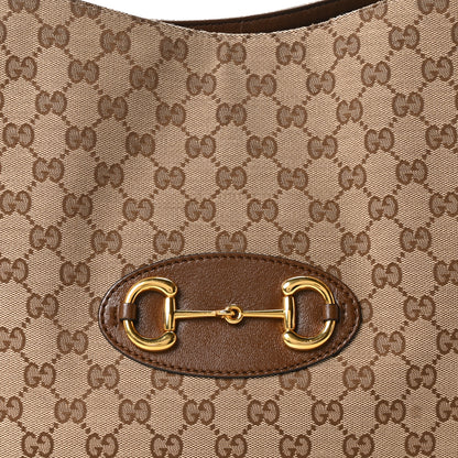 Gucci Monogram New Sakai Calfskin Lux Horsebit 1955 Tote Bag Beige Ebony Brown Sugar 8 of 10
