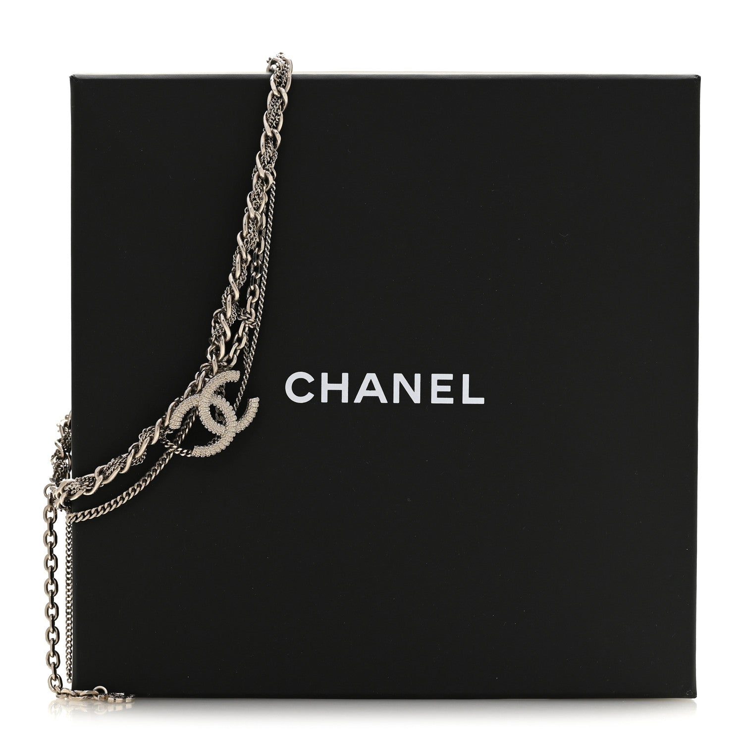 Chanel Metal Chain Link CC Multi Strand Choker Necklace Silver 6 of 6