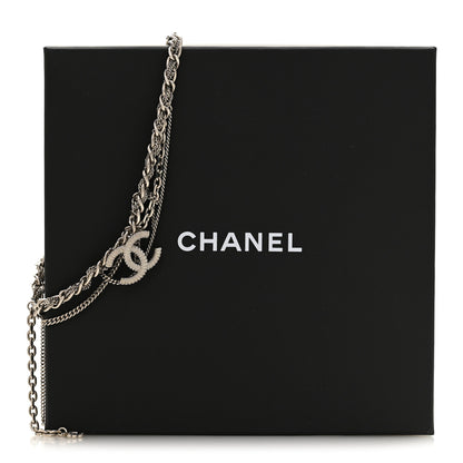 Chanel Metal Chain Link CC Multi Strand Choker Necklace Silver 6 of 6