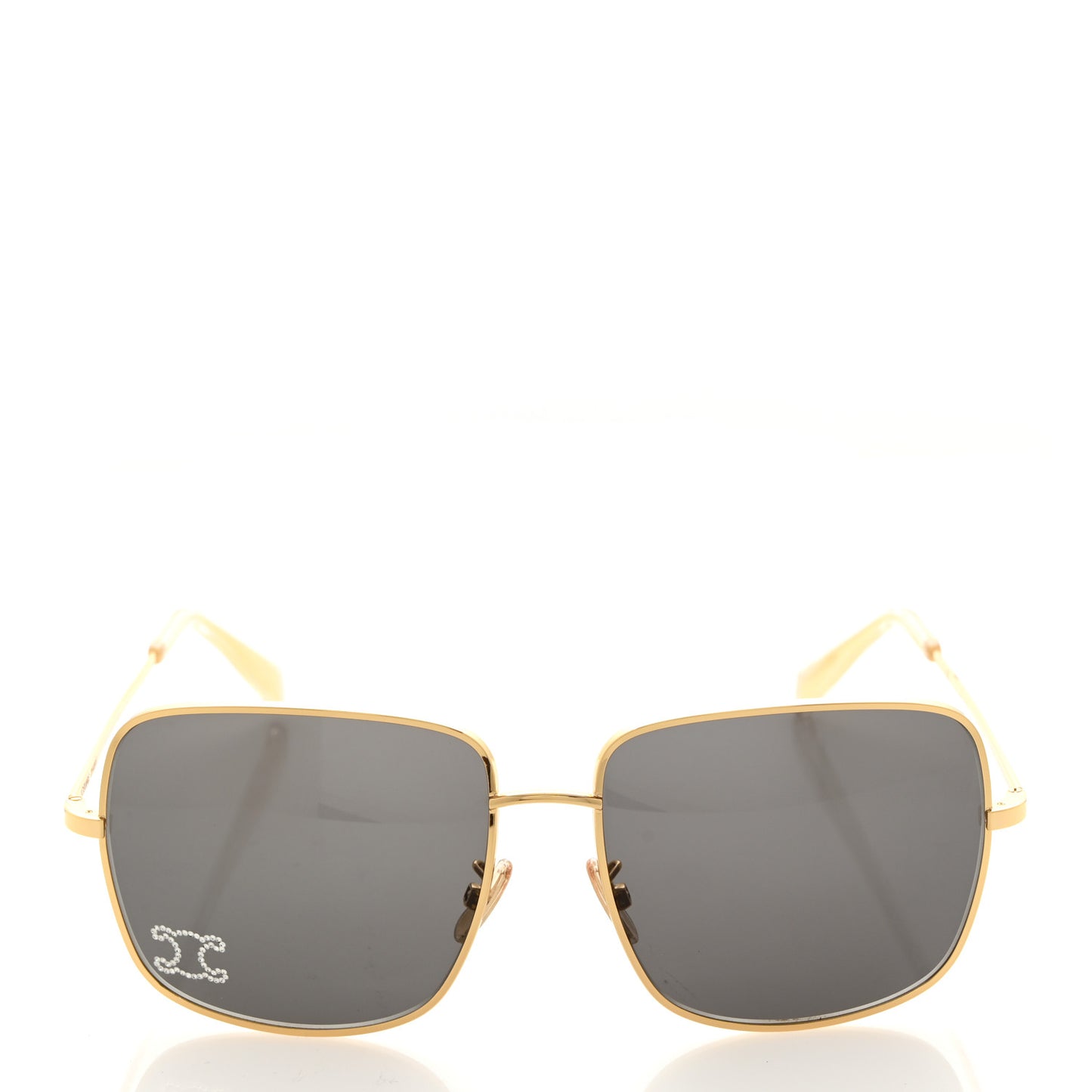 Metal Rhinestone Sunglasses CL40284U Gold