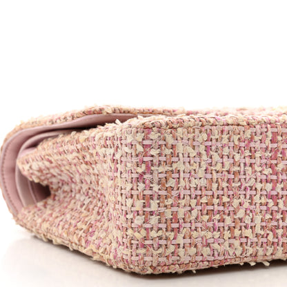 Chanel Tweed Quilted Medium Double Flap Light Pink 10 of 12