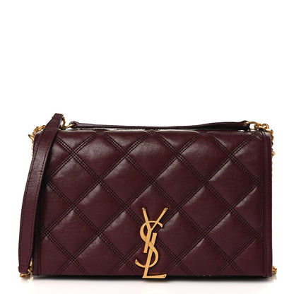 Saint Laurent Lambskin Diamond Quilted Angie Chain Bag Burgundy 1 of 9