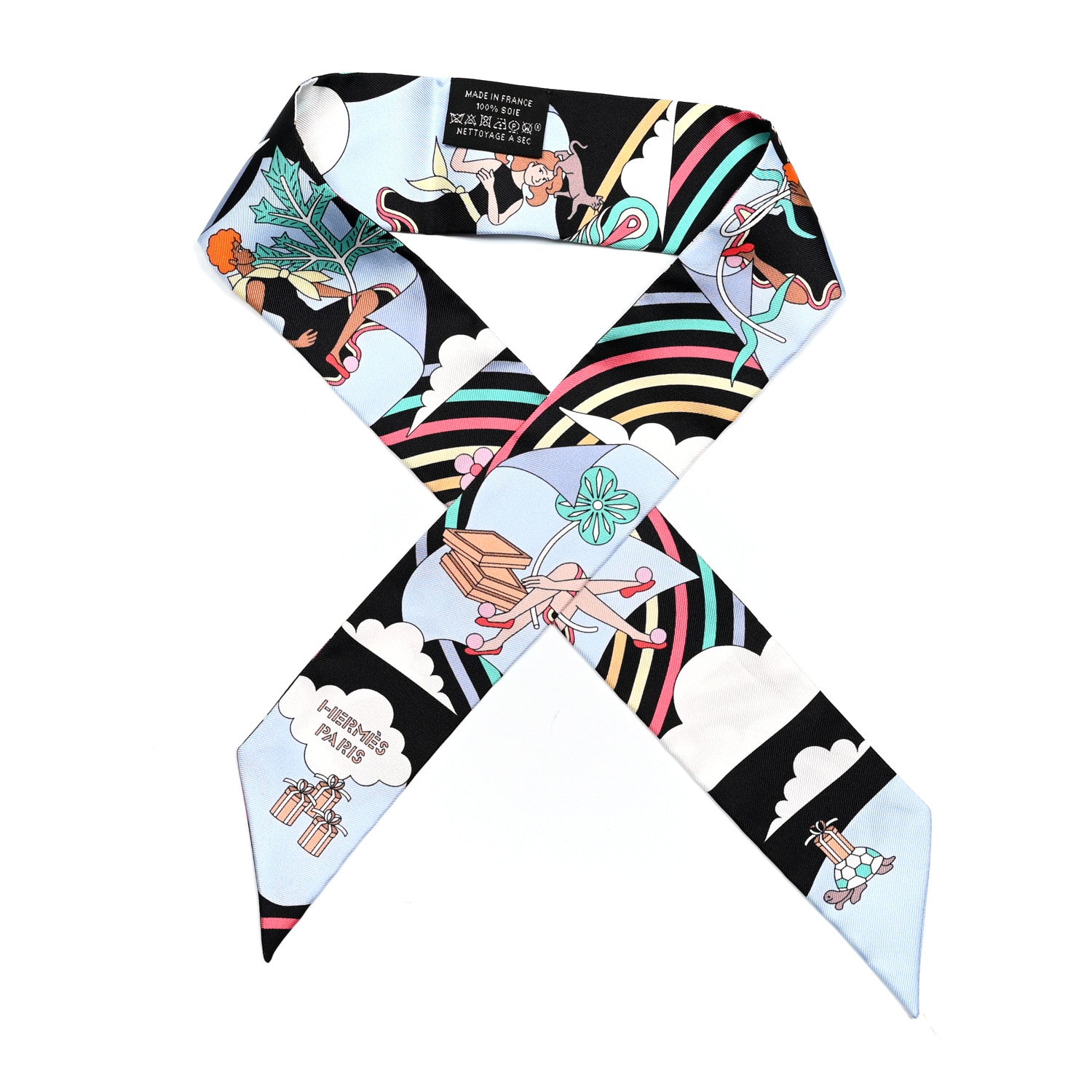 Hermes Silk Carres Volants Twilly Black Ciel Multicolor 1 of 4