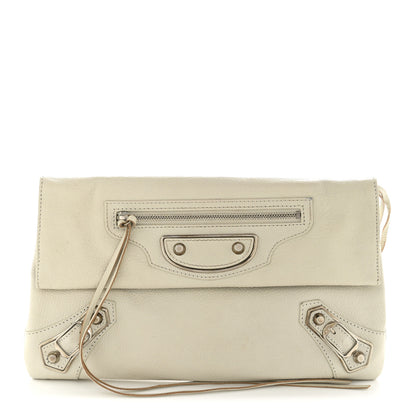 Balenciaga Chevre Silver Metallic Edge Hardware Envelope Clutch Gris Glace 1 of 15