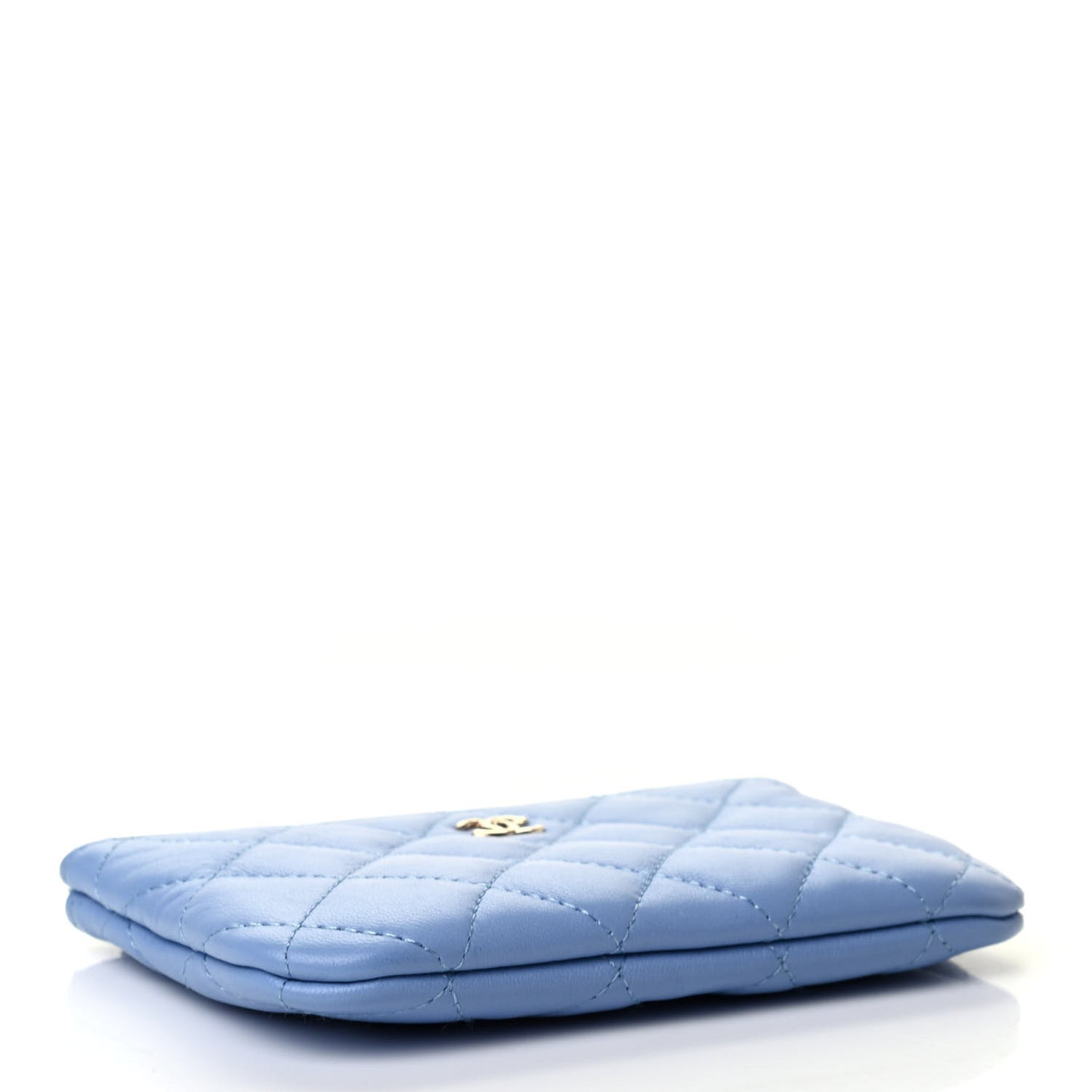 Lambskin Quilted Small Cosmetic Case Light Blue