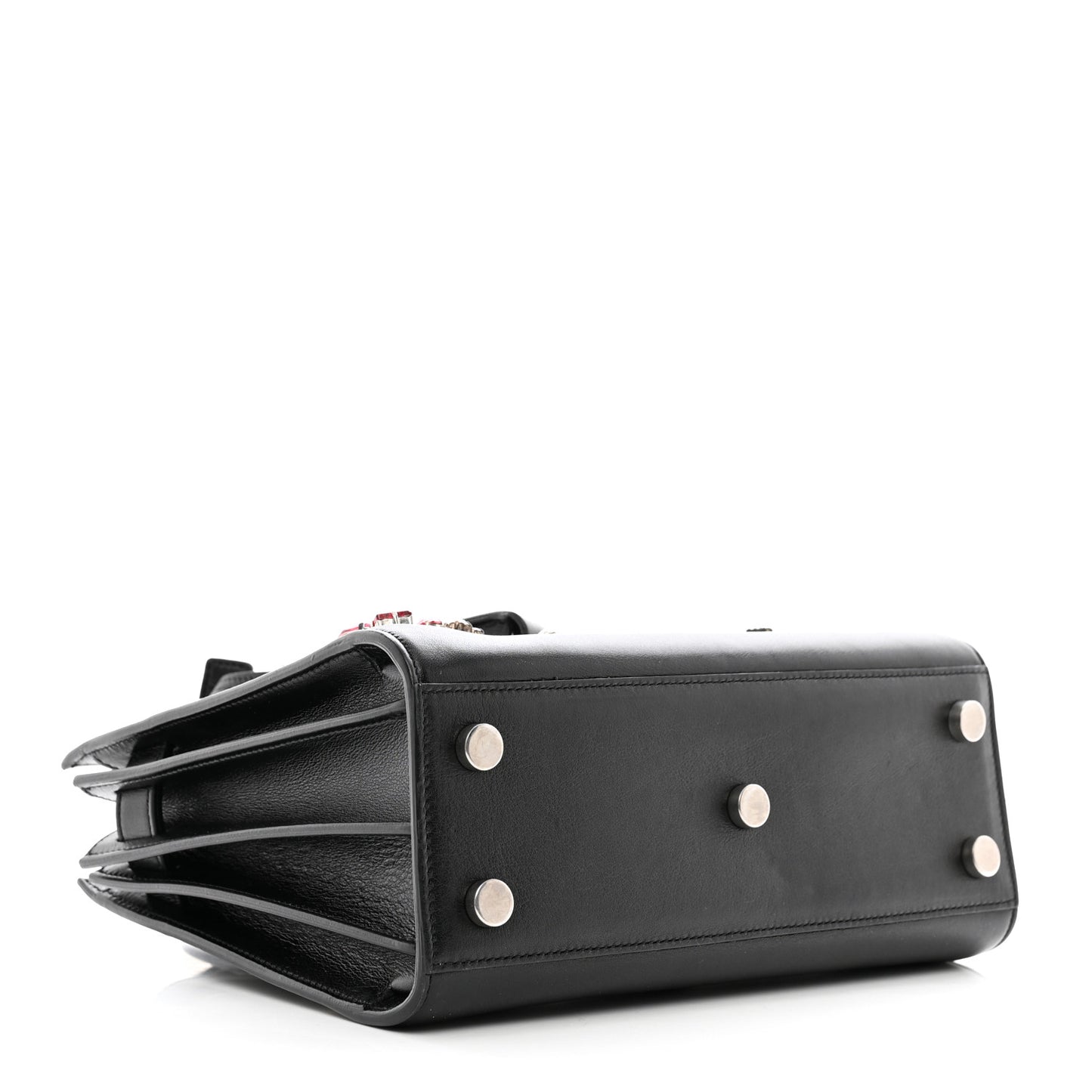 Calfskin Crystal Embellished Nano Sac de Jour Black