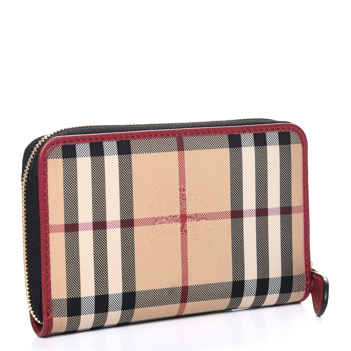 Calfskin Horseferry Check Medium Marston Zip Around Wallet Parade Red