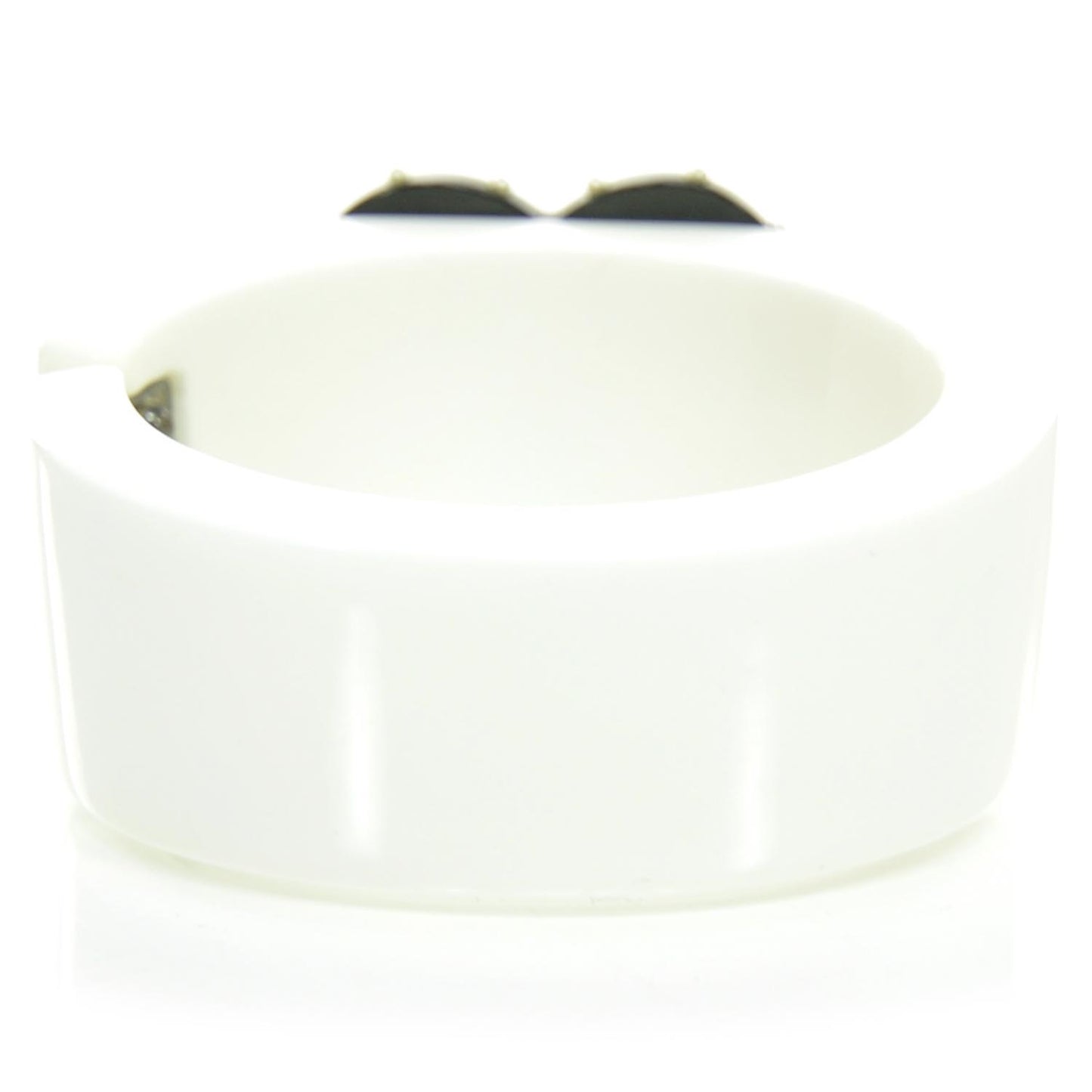 Resin CC Pearl Heart Wide Bracelet White