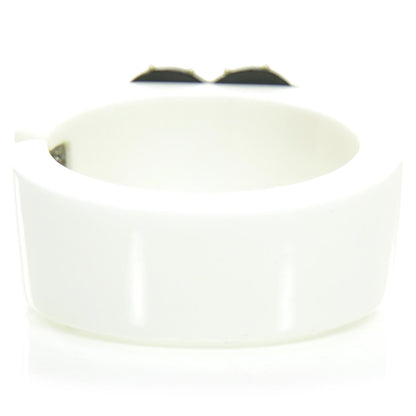 Chanel Resin CC Pearl Heart Wide Bracelet White 3 of 5