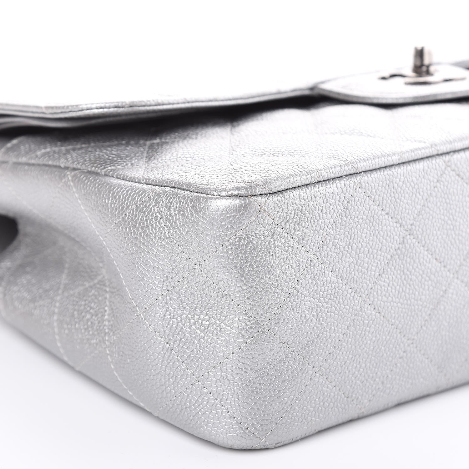 Chanel Metallic Caviar Quilted Jumbo Double Flap Silver 9 of 11