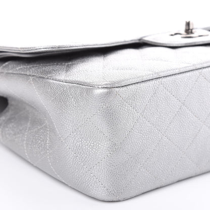Chanel Metallic Caviar Quilted Jumbo Double Flap Silver 9 of 11