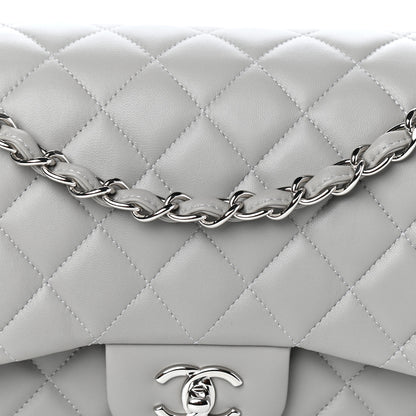 Chanel Lambskin Quilted Jumbo Double Flap Grey 8 of 10