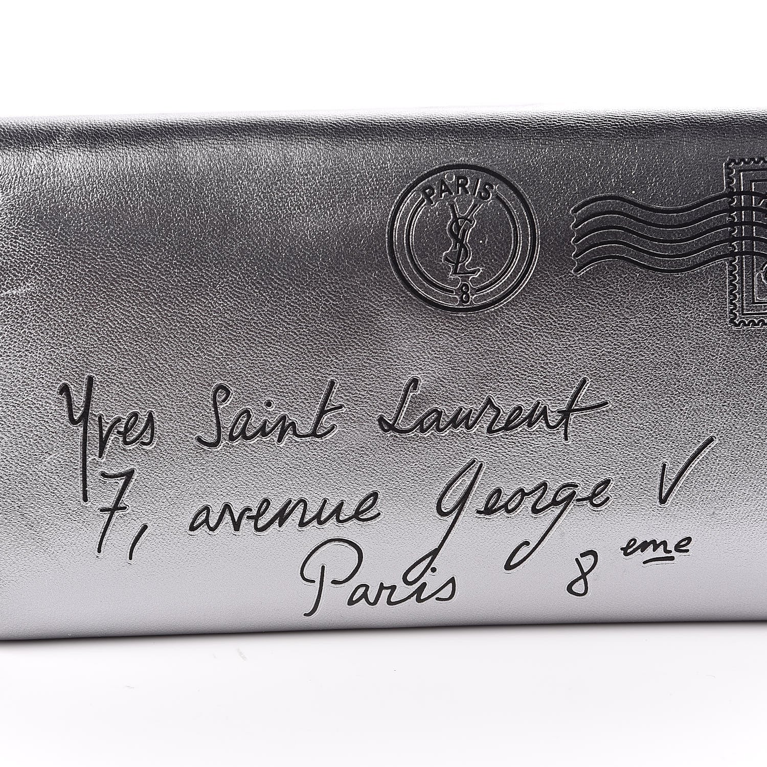 Saint Laurent Metallic Calfskin Y-Mail Clutch Silver 8 of 9