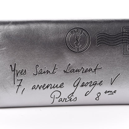 Saint Laurent Metallic Calfskin Y-Mail Clutch Silver 8 of 9