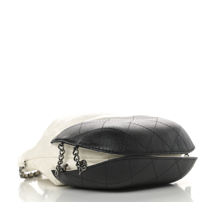 Chanel Aged Calfskin Quilted Small Gabrielle Bucket White Black 4 of 10