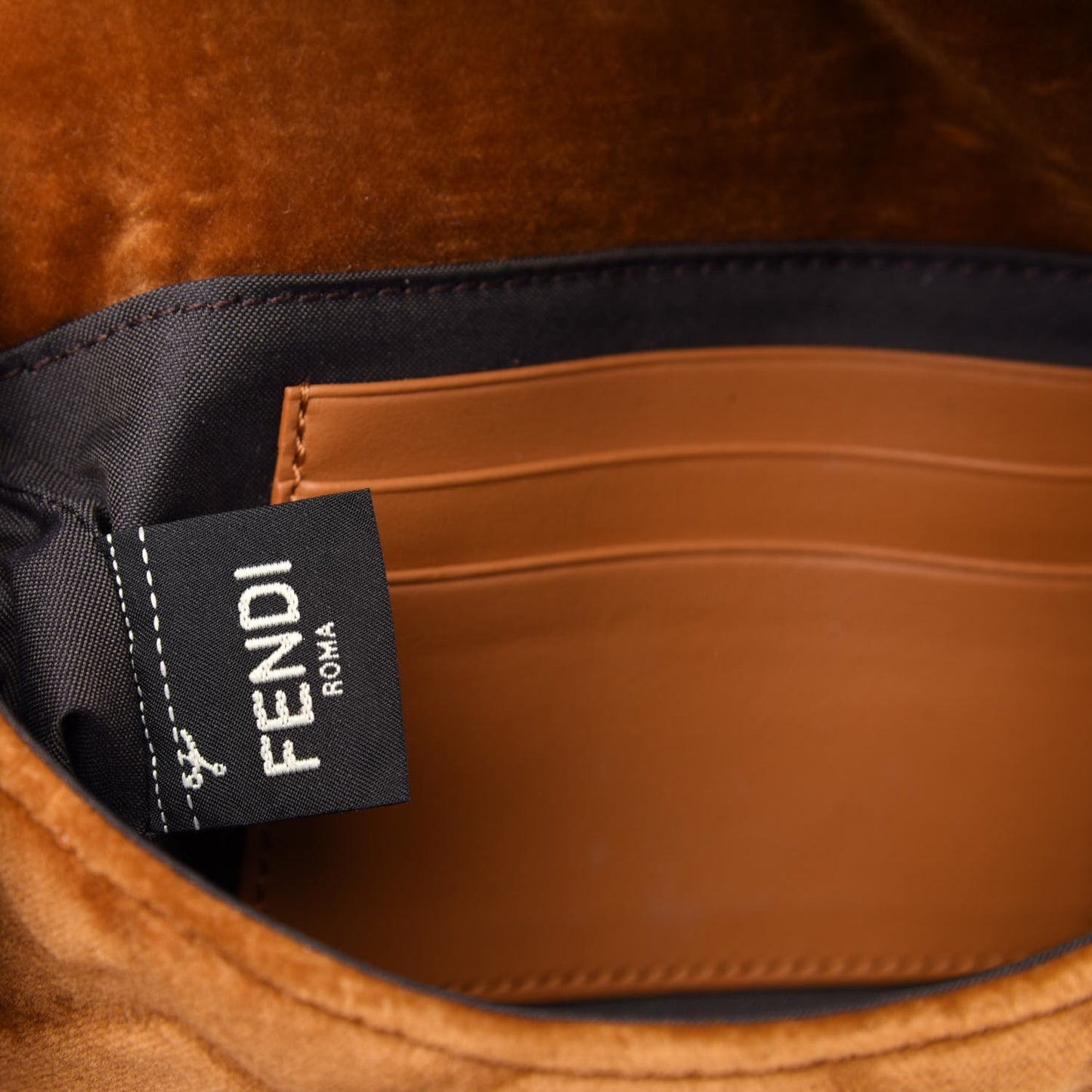 Velvet FF Embossed Hip Belt Baguette Bag Caramel