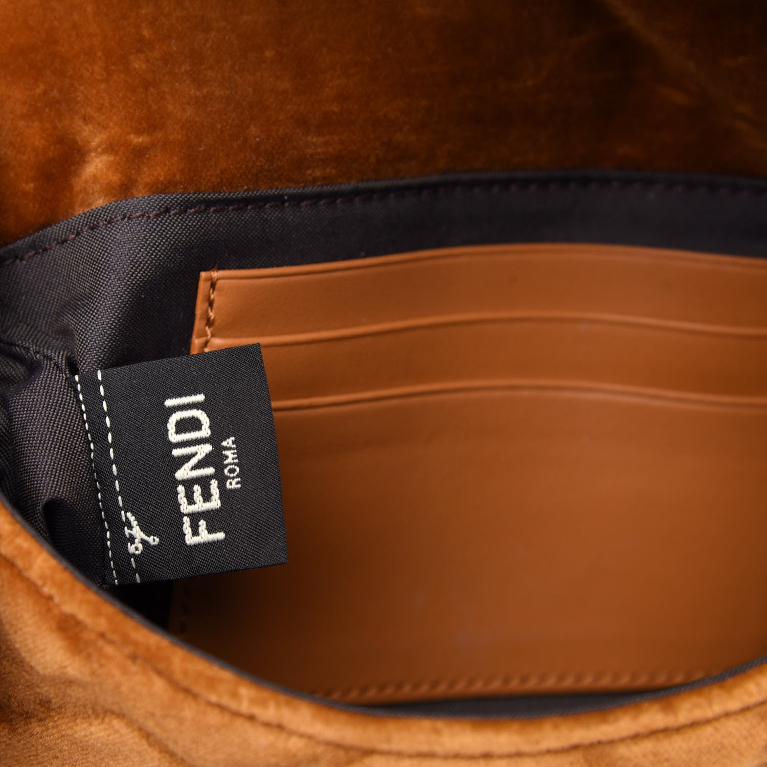 Fendi Velvet FF Embossed Hip Belt Baguette Bag Caramel 8 of 11