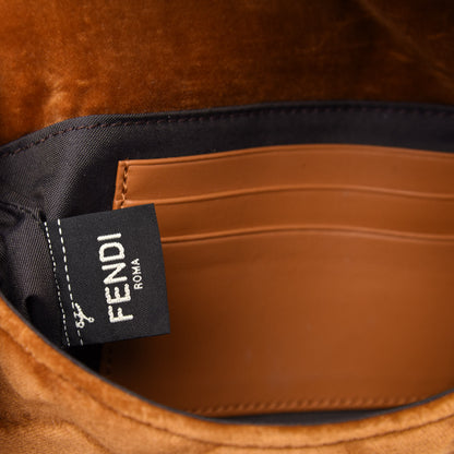 Fendi Velvet FF Embossed Hip Belt Baguette Bag Caramel 8 of 11