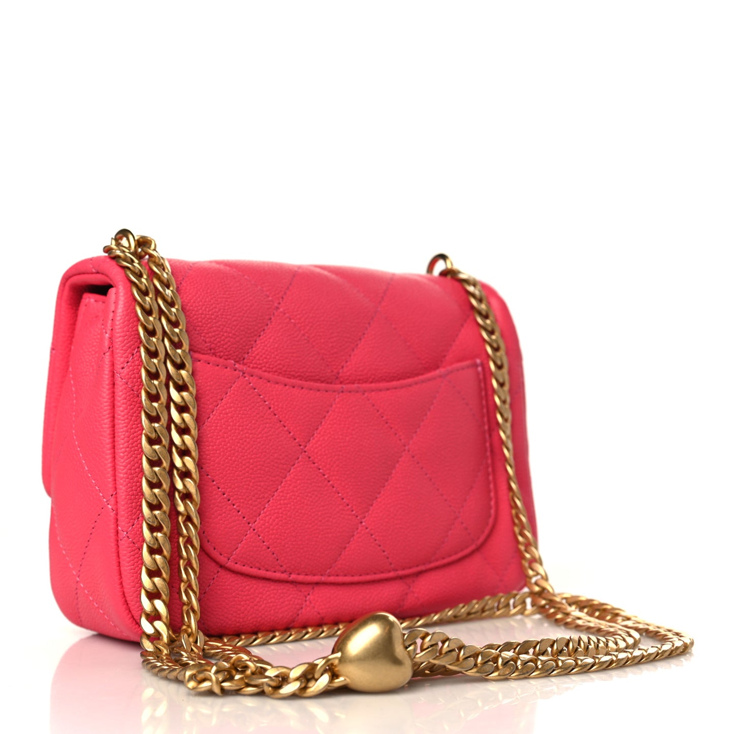 Caviar Quilted Sweetheart Mini Flap Dark Pink