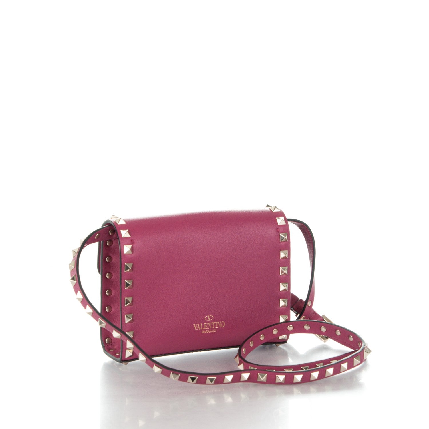 Valentino Garavani Vitello Mini Rockstud Flip Lock Crossbody Bag Deep Cyclamin 3 of 6