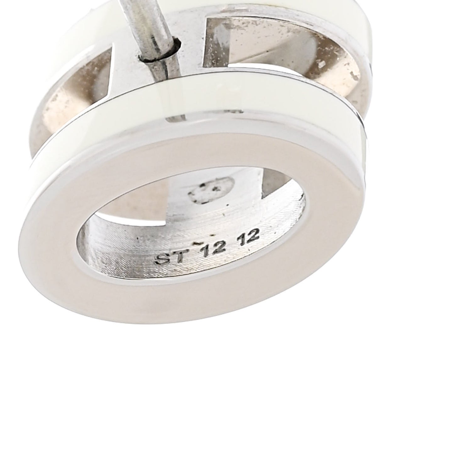 Palladium Lacquered Mini Pop H Earrings White