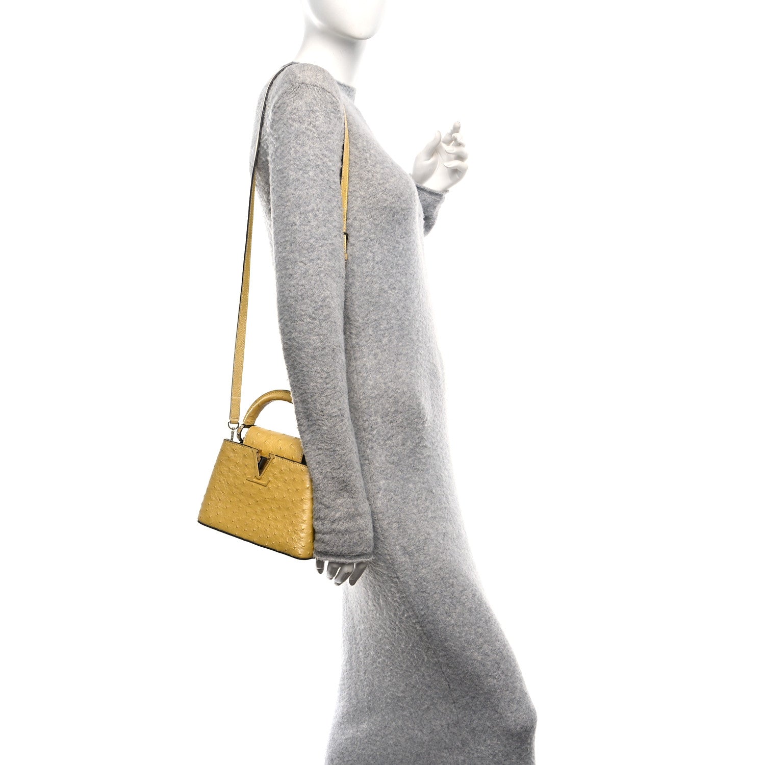 Louis Vuitton Iridescent Ostrich Capucines Mini Yellow 2 of 10