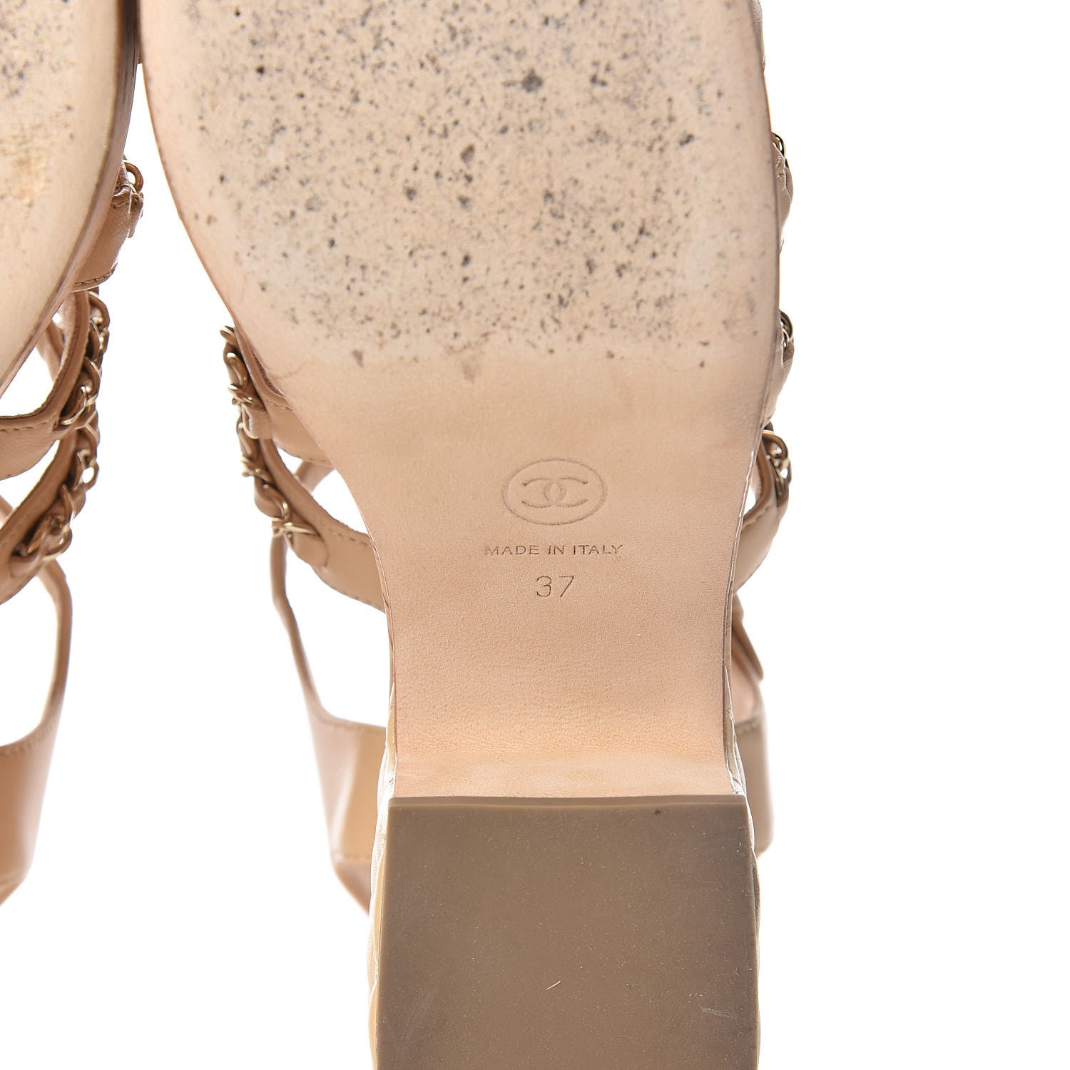 Chanel Lambskin Chain Cork Wedge Sandals 37 Beige 9 of 11