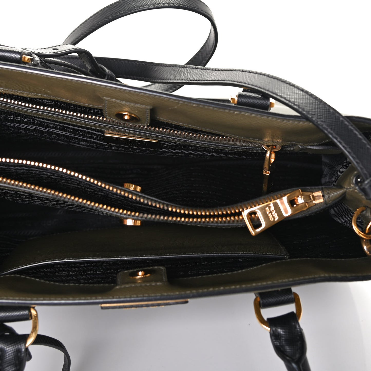 Saffiano Lux Bi-Color Medium Tote Militare Black