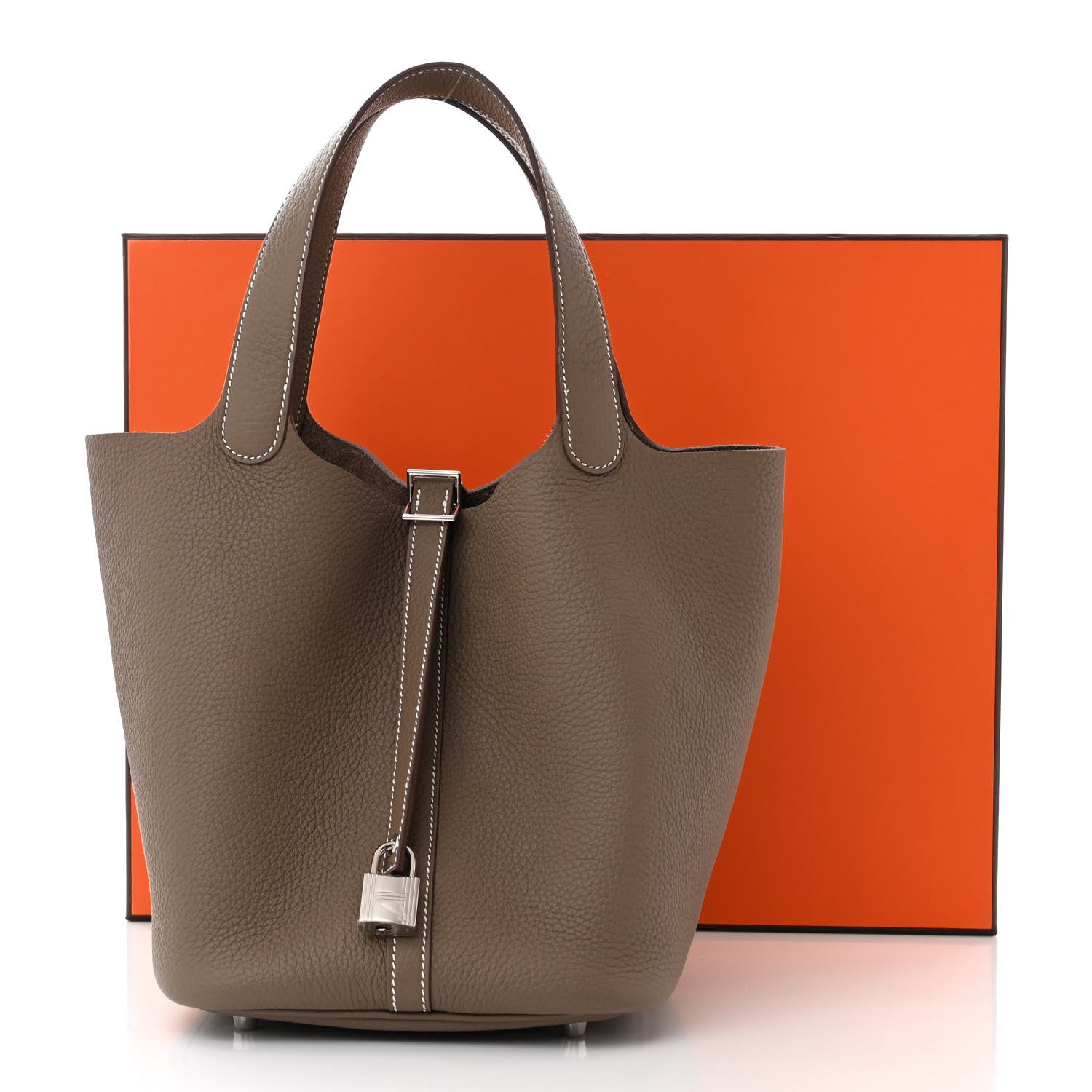 Hermes Taurillon Clemence Picotin Lock 22 MM Etoupe 11 of 11