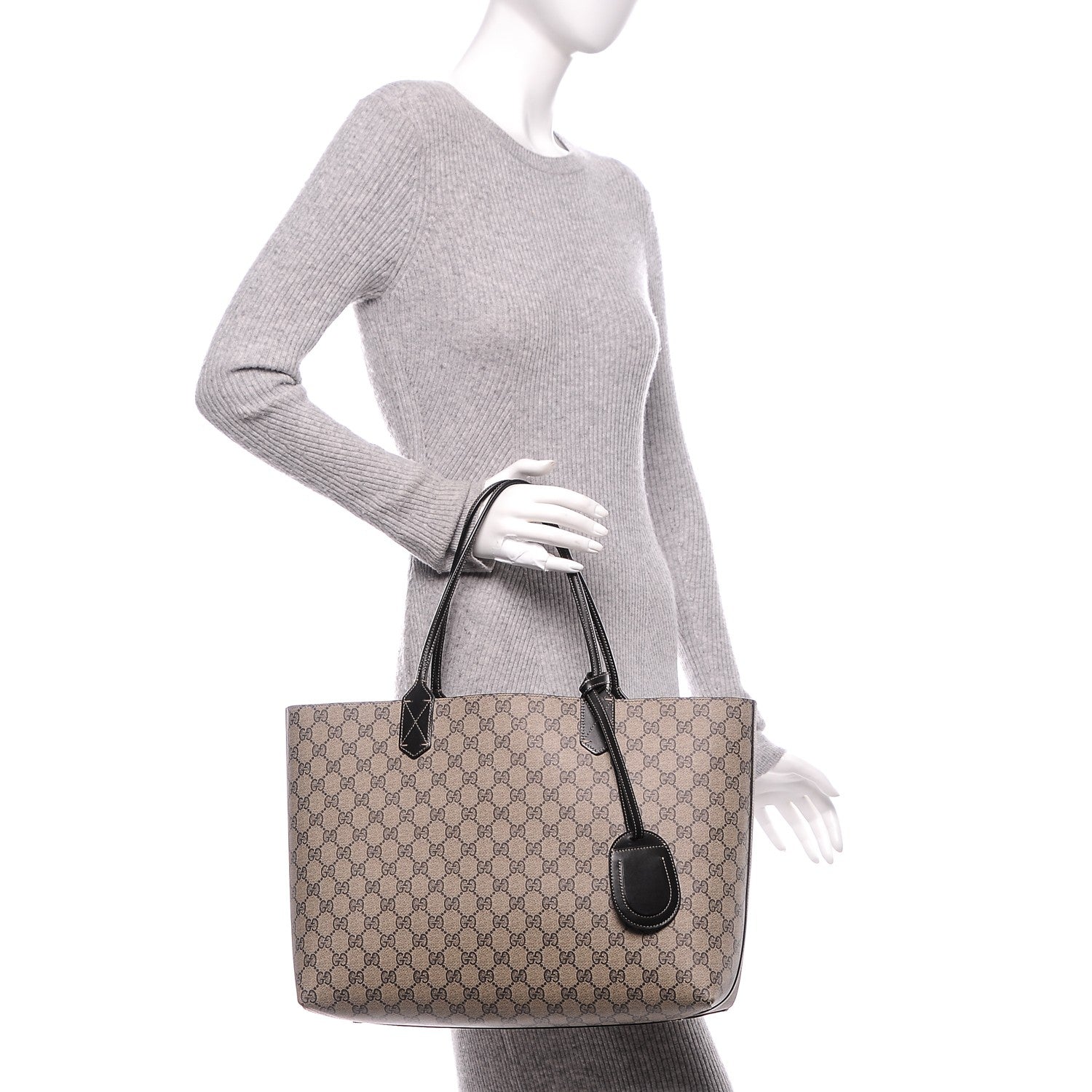 Gucci Calfskin GG Supreme Monogram Medium Reversible Tote Black 3 of 8