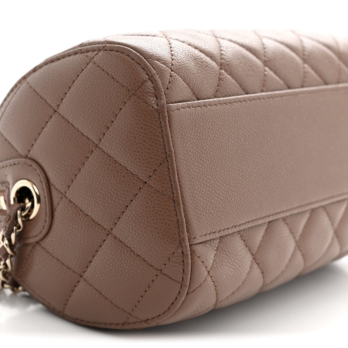 Chanel Caviar Quilted Barrel Clutch With Chain Brown 9 of 10