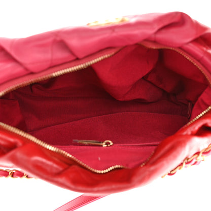 Chanel Calfskin Quilted Coco Shelter Bowling Bag Dark Pink Red 4 of 9