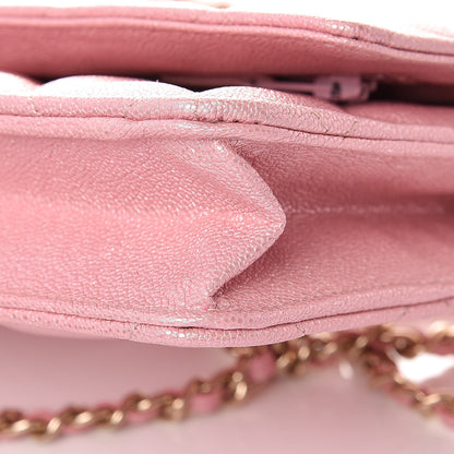 Chanel Iridescent Caviar Quilted Wallet on Chain WOC Rose Pink 10 of 11