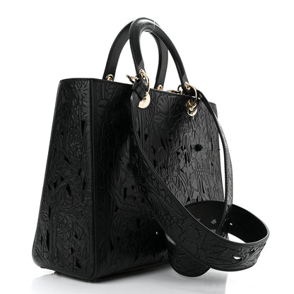 Christian Dior Calfskin Laser Cut Large Lady Dior Black 3 of 9
