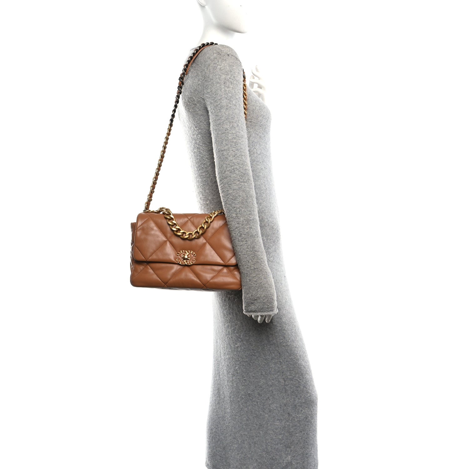 Chanel Lambskin Quilted Large Chanel 19 Flap Brown 2 of 11