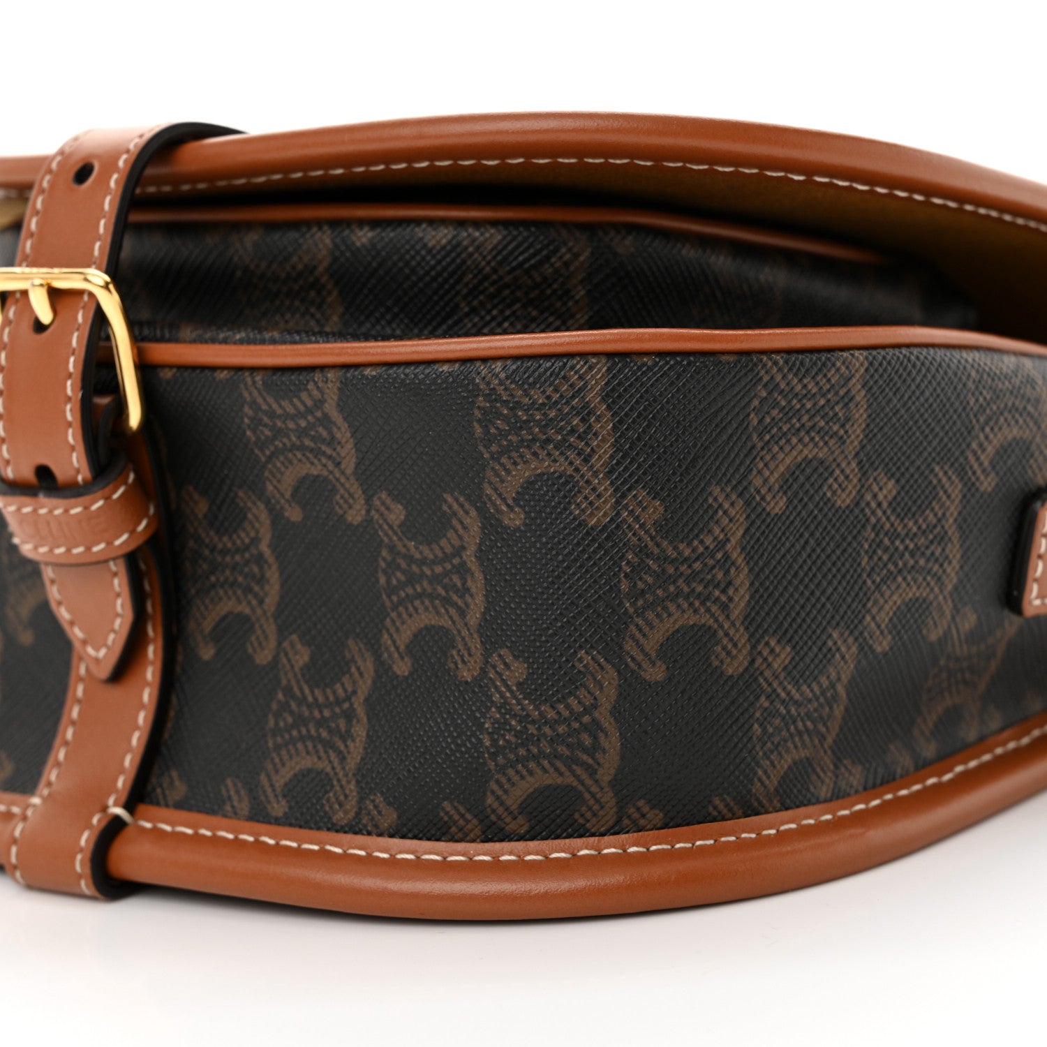 Celine Triomphe Canvas Medium Folco Bag Tan 9 of 11