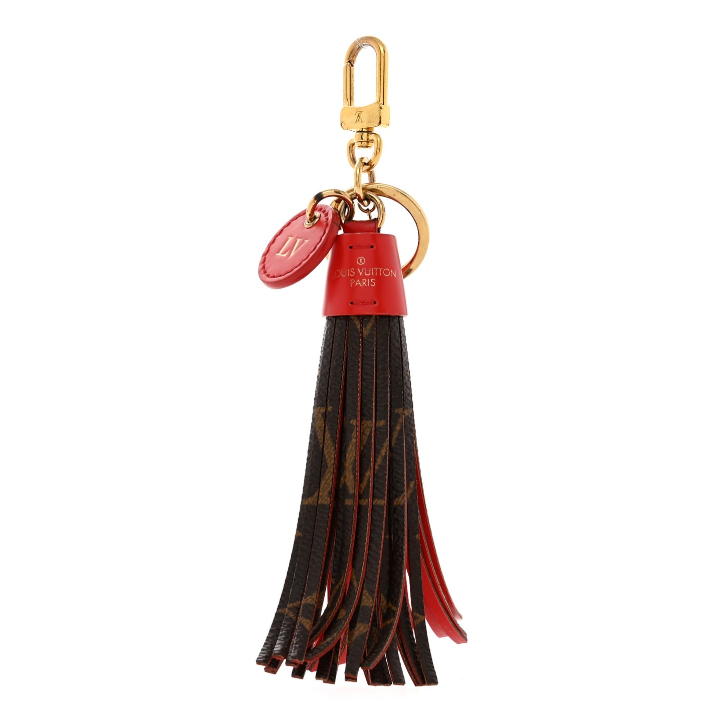 Monogram Tassel Bag Charm Red