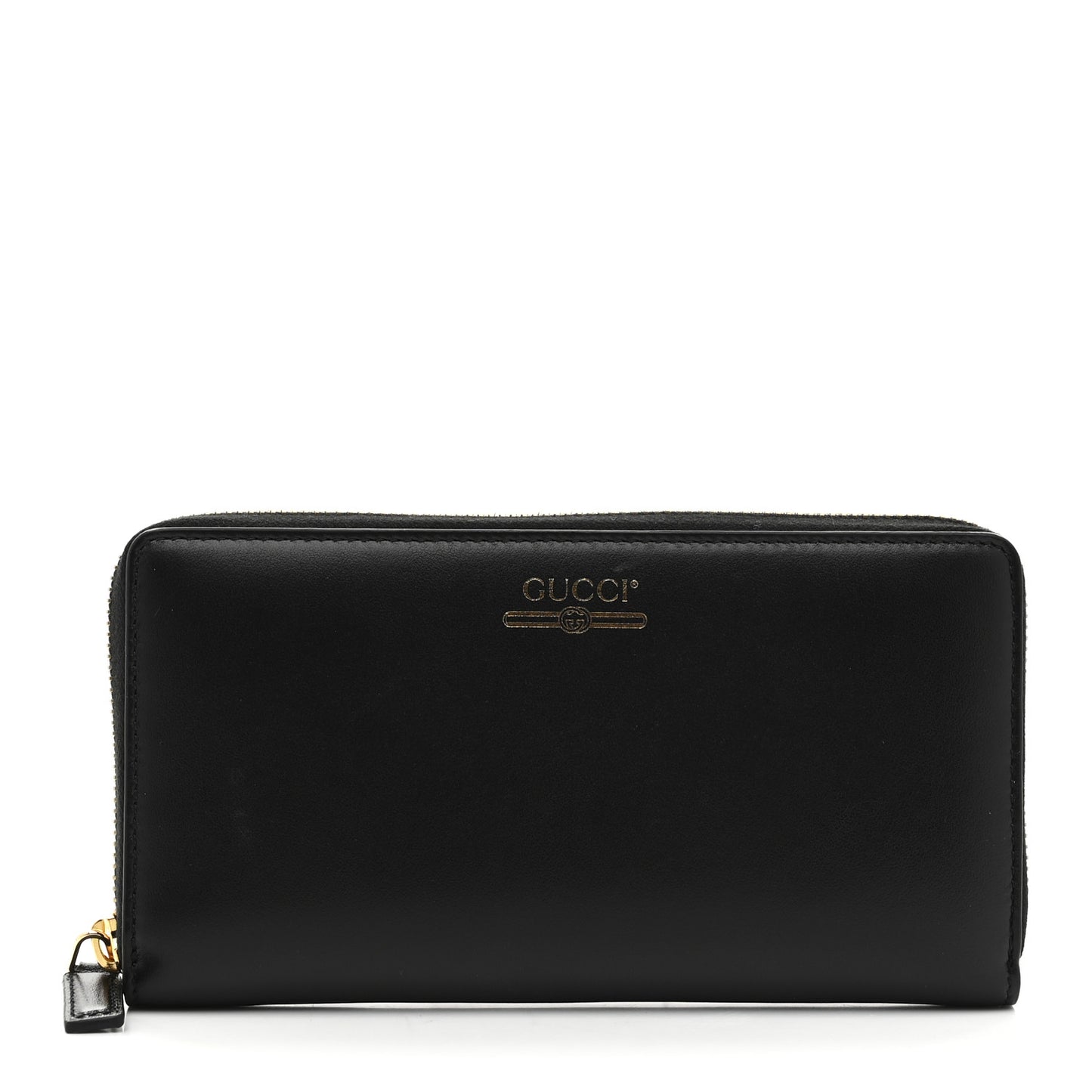 Plutone Calfskin Logo Zip Around Wallet Black