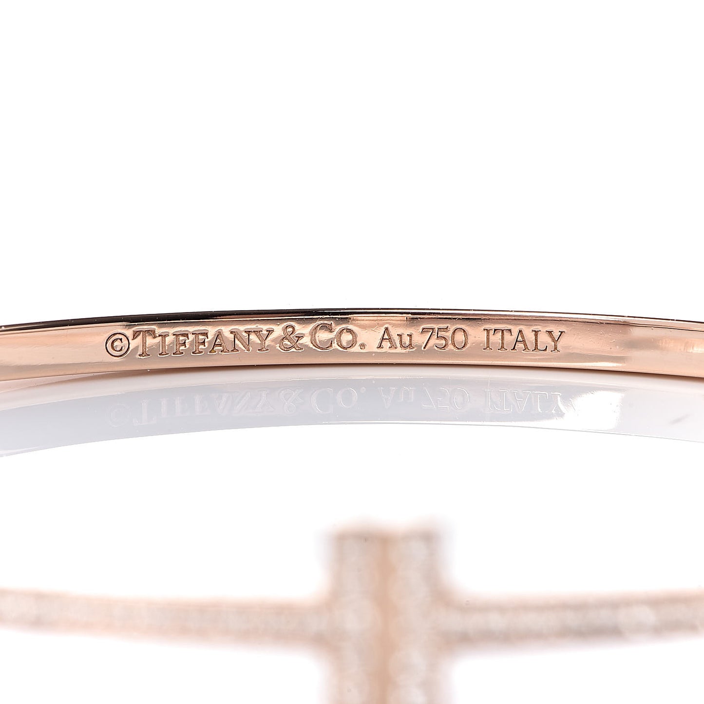 18K Rose Gold Diamond T Two Hinged Bangle Bracelet