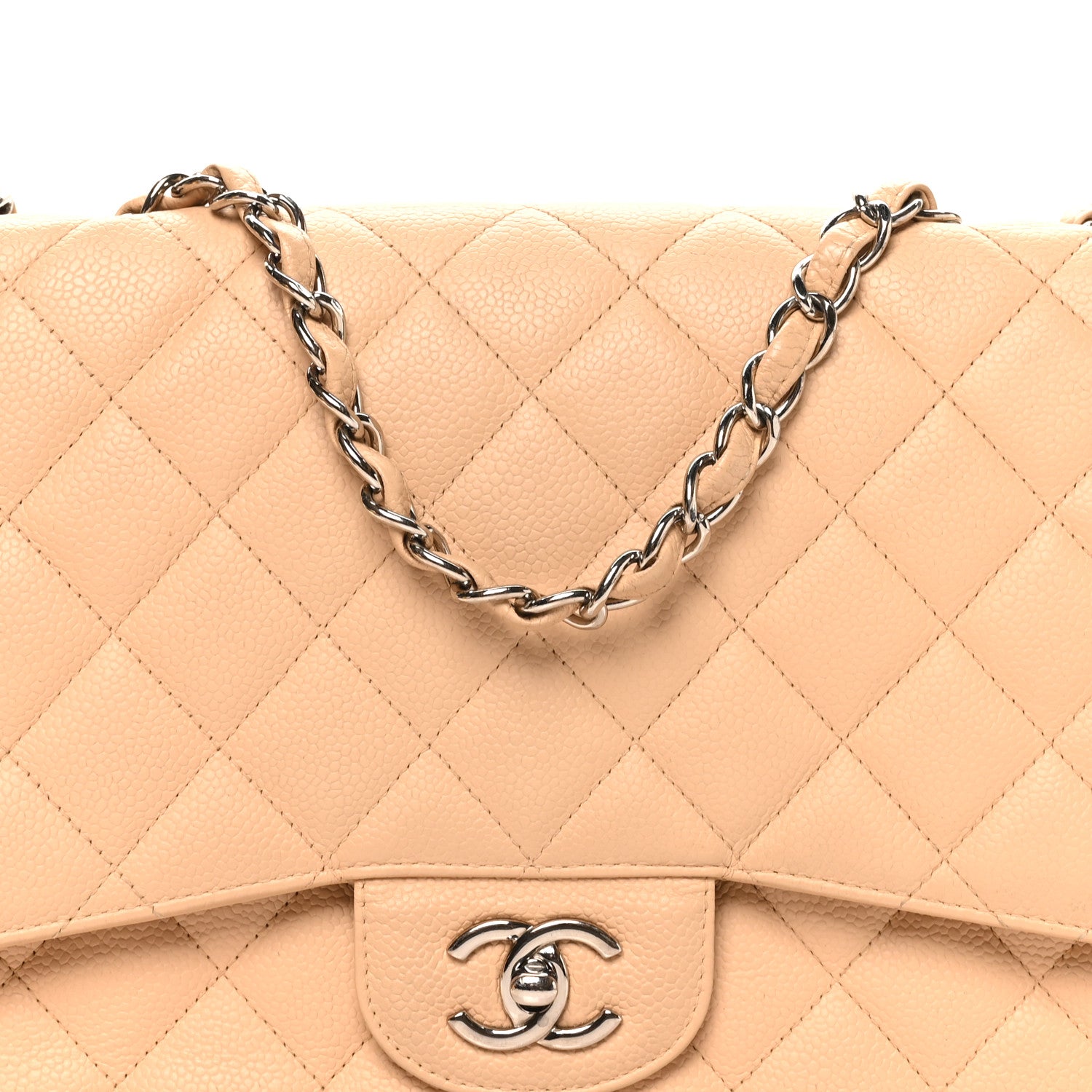 Chanel Caviar Quilted Jumbo Single Flap Beige Clair 8 of 10