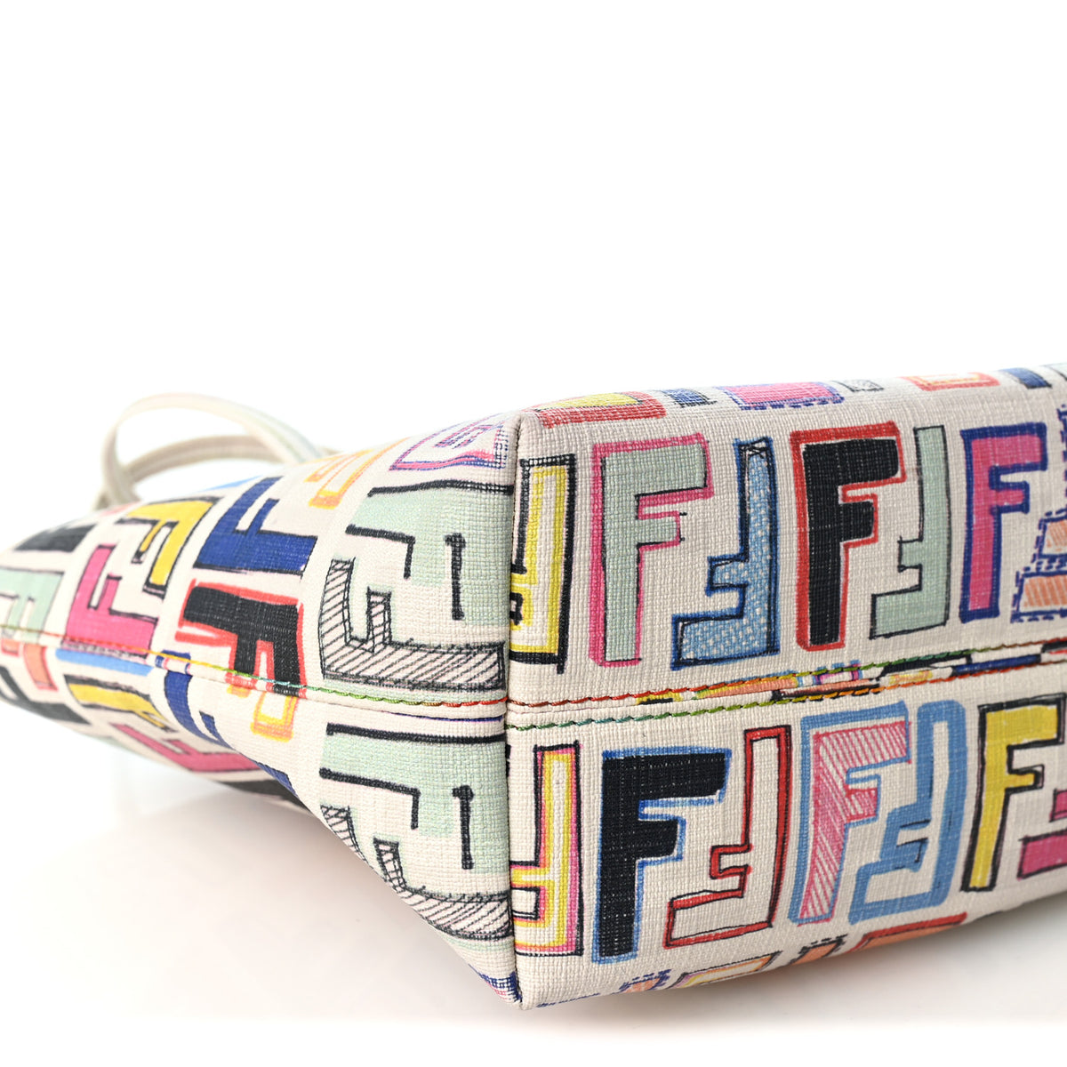 Zucca Spalmati Vitello FF Multicolor Mini Roll Tote White Multicolor