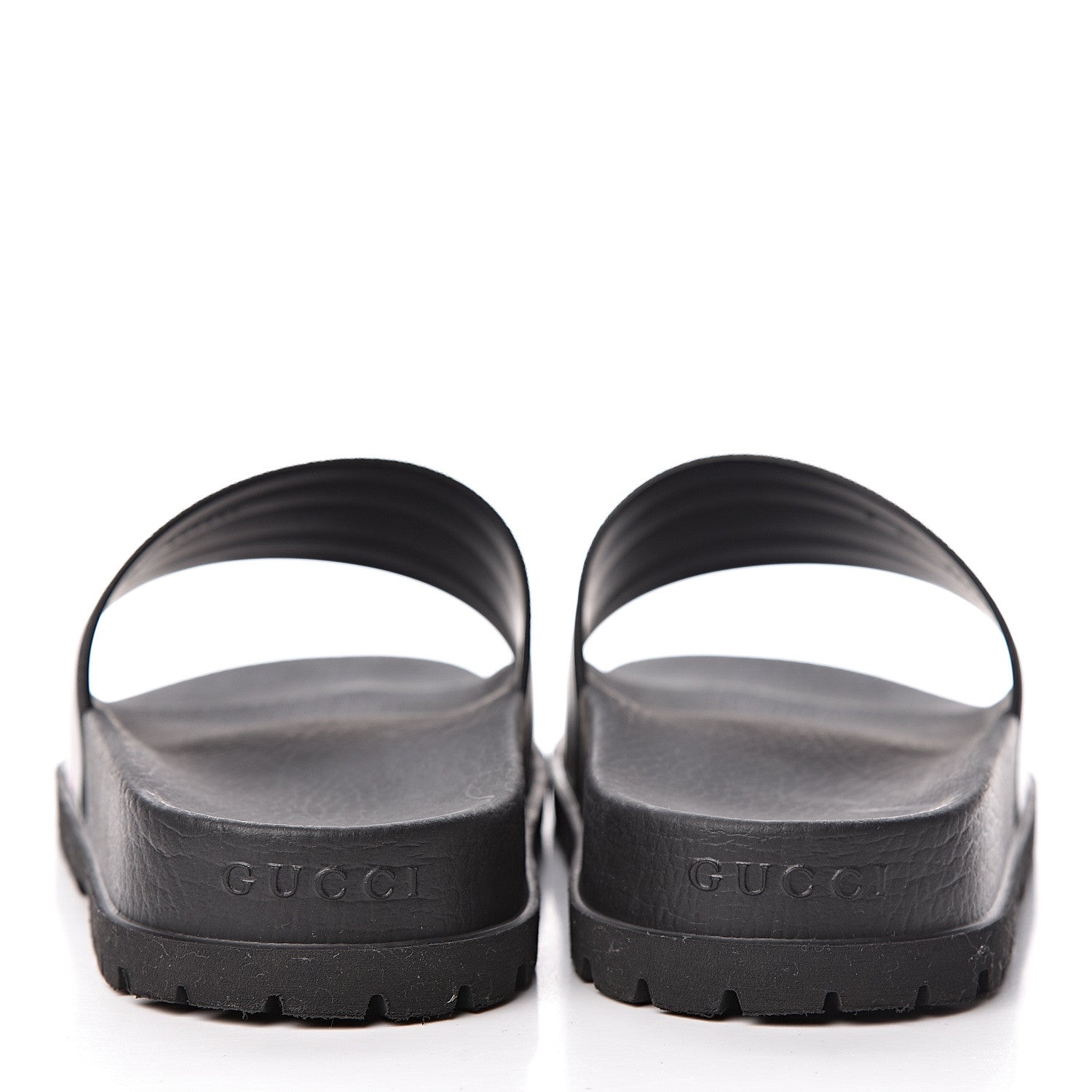 Gucci Rubber Web Mens Lug Sole Slide Sandals 10 Black Green Red 13 of 14