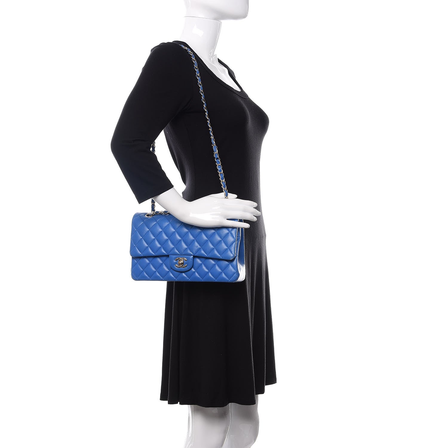Chanel Lambskin Quilted Medium Double Flap Blue 2 of 16